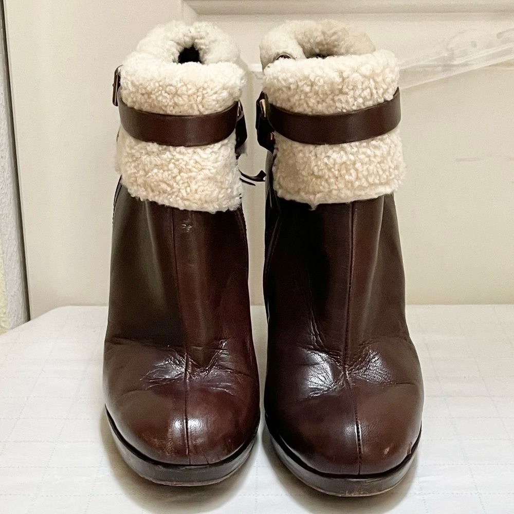 Authentic Miu Miu Shearling Lined Leather Ankle B… - image 3